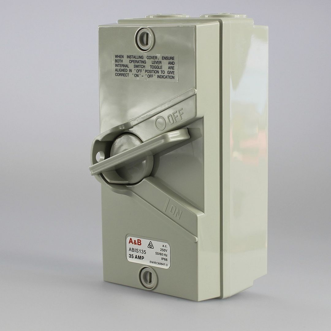 35 Amp Single Phase Weatherproof Electric Isolator Switch IP66 1 Pole